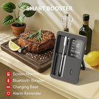 BFOUR 524FT Meat Thermometer Digital Wireless with Smart App, Bluetooth Smoker Cooking Thermometer with LCD Booster, IP67 Waterproof & 752°F Heat Resistance 2 Meat Probes for Food Grill Oven and BBQ