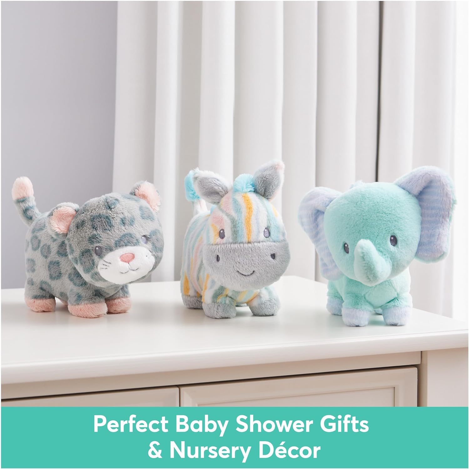 GUND Baby Safari Friends Collection Plush Elephant with Chime, Sensory Toy Stuffed Animal for Babies and Newborns, Teal, 7"