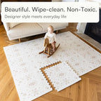 Baby Play Mat for Floor – 6x6ft Vintage Vanilla | Soft Non Toxic Premium EVA Foam Tiles for Tummy Time, Crawling & Playroom – Waterproof Floor Mat for Babies & Toddlers Lillefolk (9 Tiles)