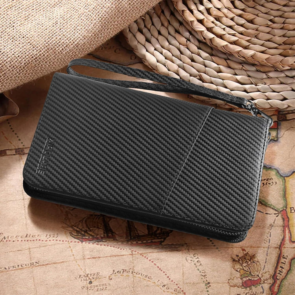 Polare Full Grain Leather Passport Holder Cover Case for Men and Women RFID Blocking Family Travel Wallet Holds 6 Passports