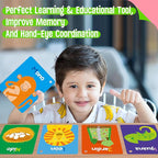 51 PCS Spanish Baby Cognitive Flashcards, Double Sided Printed 7 in 1 Colorful Cards Alphabet, Numbers, Foods, Animals, Shapes, Colors with 2 Reclosable Rings, Learning Tool for Toddlers