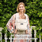 Momcozy Baby Carrier with Natural Cotton Linen, Built to Last, Ergonomic Design, 7-44lbs for Infant and Toddler, Lightweight and Comfortable, Hands-Free for Moms&Dads, Light Amber