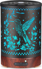 Metal Essential Oils Diffuser 150ML Aromatherapy Diffuser Cool Mist Humidifier with 7 Colors Lights Waterless Auto Off Air Diffusers as Gifts for Moms Women Girls (E-Hummingbird)