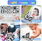 KUANGO Newborn Toys Black and White Baby Toys 0-3 Months High Contrast Baby Toys for Newborn - High Contrast Baby Soft Book Infant Tummy Time Toys Crinkle Sensory Toys for Brain Development
