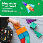 PicassoTiles 100pc Magnetic Tile Mini Diamond Set Travel Size STEM Educational Building Kit for Toddlers Preschool Boys Girls Age 3 Plus Montessori Indoor Learning Toy for Creative Development PTM100
