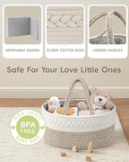 Maliton Diaper Caddy Organizer for Baby, Cotton Rope Baby Gift Basket, Portable Diaper Organizer for changing table, Nursery Storage Organizer, Shower Gifts for Newborn,baby essentials