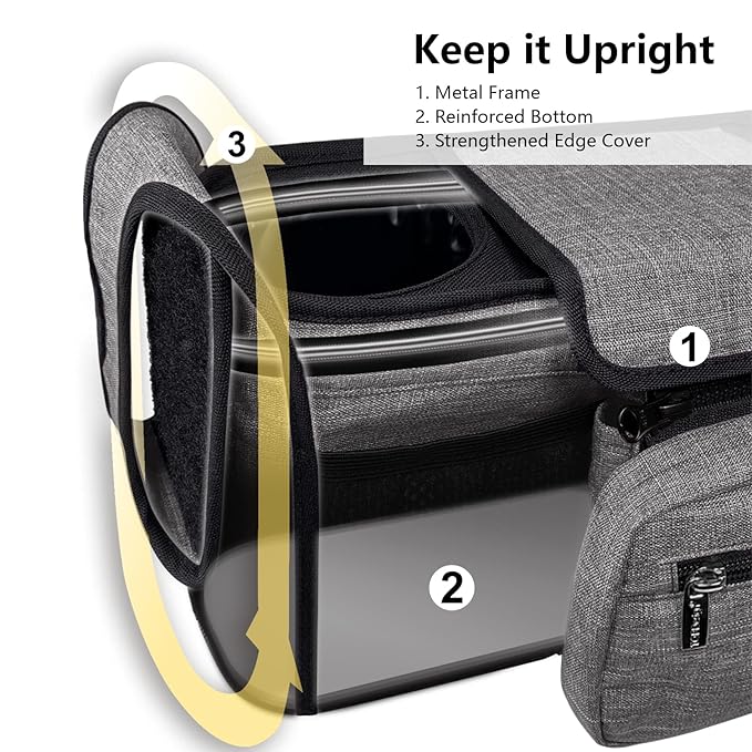 TOPDesign Universal Baby Stroller Organizer, Double Stroller Caddy with Detachable Mesh Bag & Heightened Insulated Cup Holders & Non-Slip Secure Hooks Accessories, Fits Most Strollers (Checkerboard)