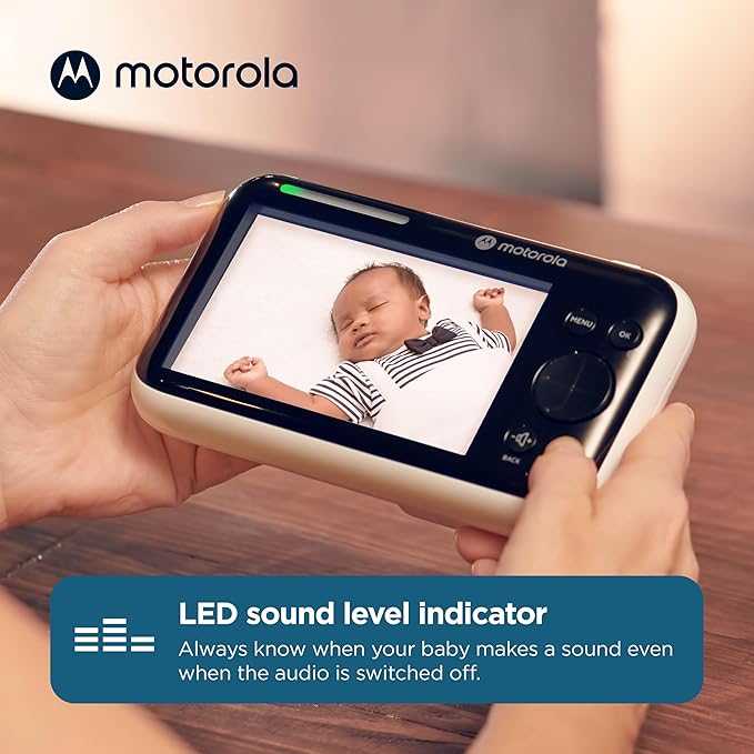 Motorola Nursery Video Baby Monitor with Camera, 5" Screen HD PIP1610, No WiFi, Wall Mount, Long Range, 2-Way Audio, Temperature Sensor, Motorized, Lullabies