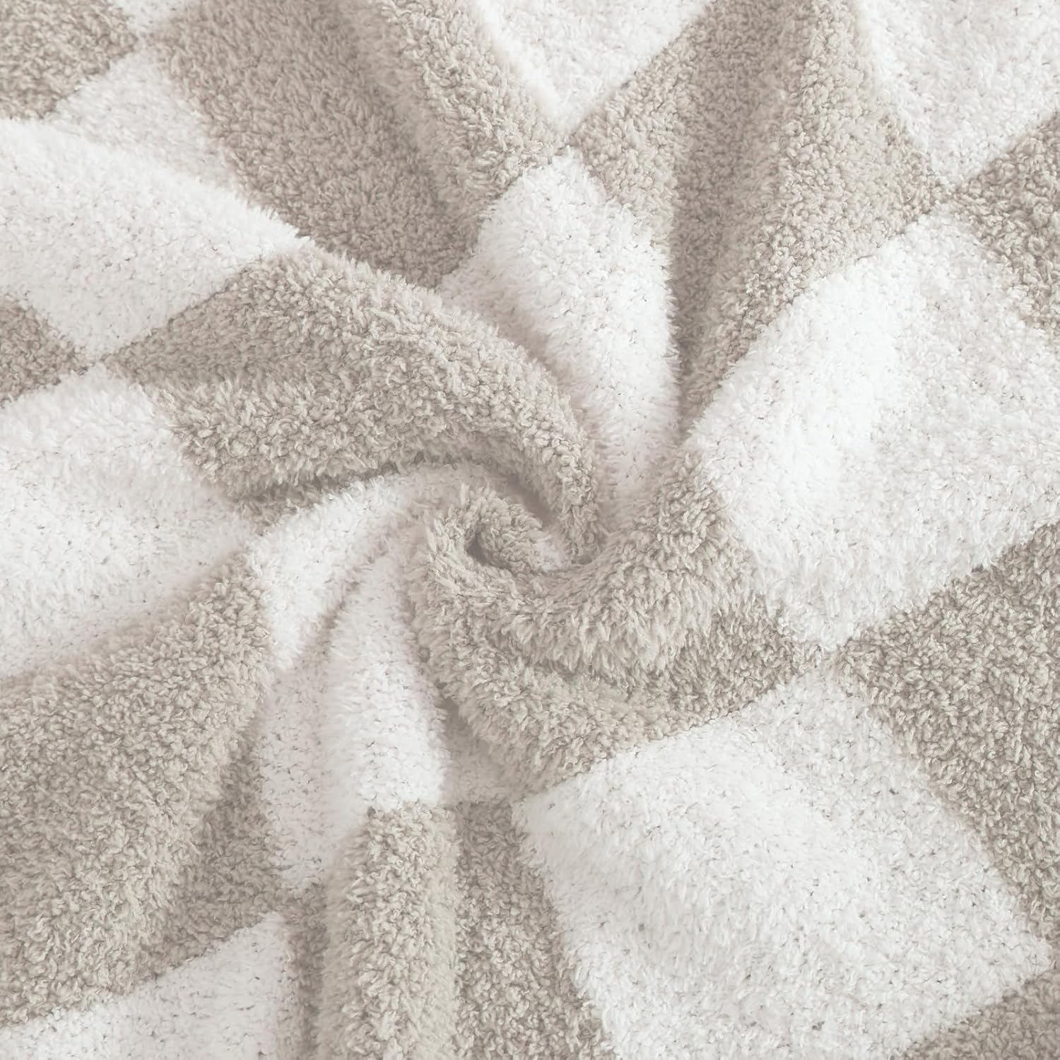 WRENSONGE Checkered Throw Blanket, Taupe Soft Cozy Fluffy Warm Hand Made Throw Blankets for Couch, Sofa, Chair, Bed, Camping, Picnic, Travel Lightweight Bed Blanket - 30"*40"