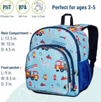 Wildkin 12-inch Kids Backpack – Padded, Adjustable, Ideal for Daycare & Travel - Firefighters