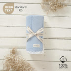 100% Organic Cotton Baby Blanket Knitted Softer Receiving Swaddle Warm Cozy Cuddle Crib Blanket for Newborns Infants Toddlers Boy and Girls Sky Blue