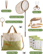 ROBUD Dual Kids Explorer Kit, Bug Catcher Kit with Bags Kit, Green Outdoor Exploration Set for Camping, Montessroi Toy for Kids Coming Closer to Nature，WRP29