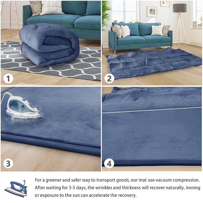 Baby Play Mat 1.2" Thick Memory Foam Nursery Rug Area Rug, 6’7” X 6’7” Yoga Mat Playmat Crawling Mat for Baby,Toddlers,Infants,Kids,Floor Mat Tatami Mat for Living Room with Non-Slip(Blue)