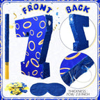 Number 7 Blue and Golden Rings Piñata for Kids Birthday Cartoon Theme Small Piñata with Blindfold Stick Confetti for Fiesta Cinco De Mayo Party Decor, 15.8 x 11 x 2.8 Inch