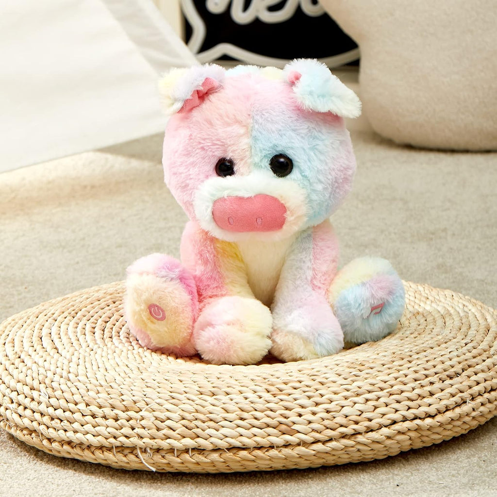 Glow Guards 12''Musical Light up Rainbow Pig Stuffed Animal,LED Singing Soft Piggy Farm Animal Plush Toy with Night Light&Lullaby,Ideal Gifts Birthday Children's Day Hoilday for Toddler Kids