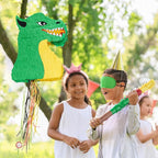 WERNNSAI Foldable Dragon Piñata - Dinosaur Birthday Party Supplies Dino Extendable Piñata Bundle with Blindfold Stick and Tassels for Boys Kids Dragon Theme Bday Party Game Decorations 16.2” x 12.5”