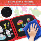 Erasable Book Doodle Set for Kids, Magic Drawing Book with 12 Watercolor Pens, Reusable 14 Page Art Set for Boys and Girls