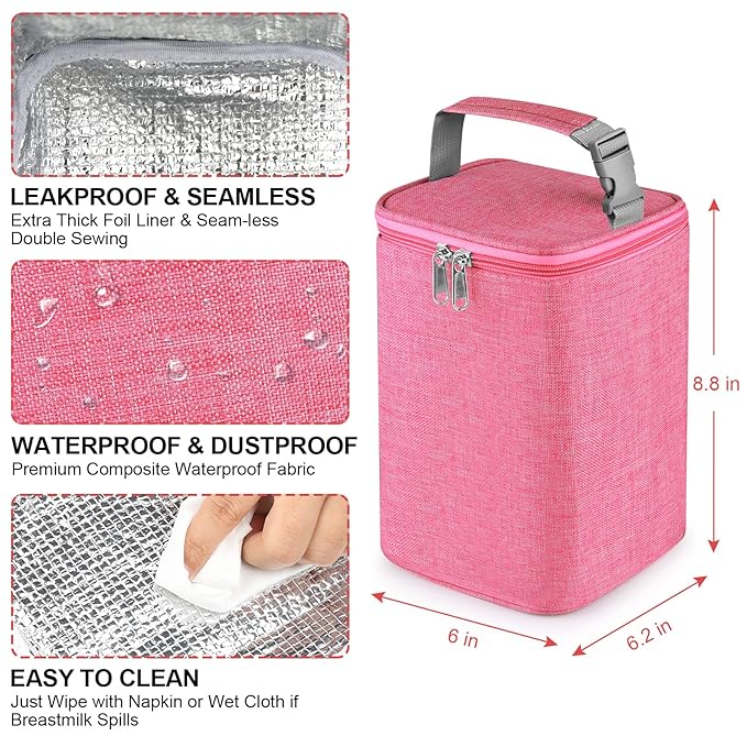 Accmor Breastmilk Cooler Bag, Baby Bottle Cooler Bags, Insulated Tote Bags On The Go, Fits 4 Large 8oz Bottles, for Nursing Mom Daycare Travel