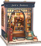 CUTEBEE Book Nook Kit - DIY Miniature House Dollhouse Kit for Adults and Teens, Booknook Tiny House Bookstore Library Bookshelf Decor 3D Wooden Puzzle, Gifts for Family, Friends (Jack’s Bookery)