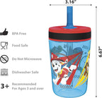 Zak Designs PAW Patrol Kelso Tumbler Set, Leak-Proof Screw-On Lid with Straw, Bundle for Kids Includes Plastic and Stainless Steel Cups with Additional Sipper (Paw Patrol- 3pc)15 fl oz