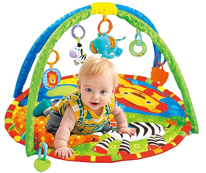 Baby Toddler Fold Acctivity Gyms Play Mats Colorful Baby Play Pad with Animal Toys, Lion