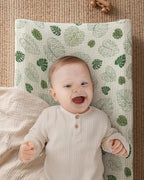 Blissful Diary Muslin Baby Changing Pad with Waterproof Lining Foam, Diaper Changing Table Pad with Cover for Dressers (Monstera, Rectangular)