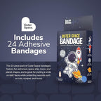 BioSwiss Bandages, Outer Space Shaped Self Adhesive Bandage, Latex Free Sterile Wound Care, Fun First Aid Kit Supplies for Kids and Adults, 24 Count