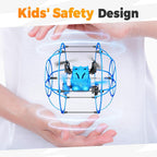 BEZGAR HQ053 Remote Control Drone for Kids - RC Mini Spherical Rolling Quadcopter Beginner 360 Degree Flip, Christmas Birthday Gift Indoor Outdoor Toys for Boys Age 4 5 6 7 8-12, Blue