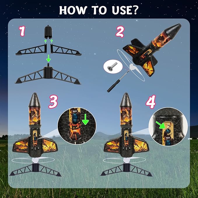 Rocket Launcher for Kids - 200 Ft of Flight Altitude, Model Rocket with Launch Set, Rockets Outdoor Toys with Safely Parachute, Easter Birthday Toys for Boys & Girls Ages 5 6 7 9 10 12 8-13 Years Old