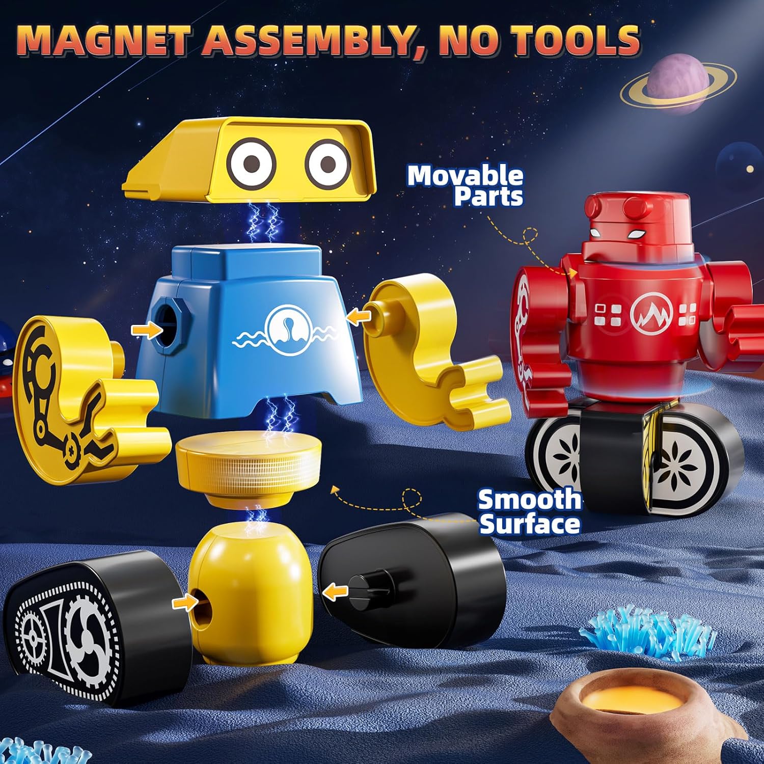 Magnets Robot Building Toys for Kids Ages 3-5 4-8 - 36 PCS Monsters Toys Robot Stacking Building Blocks Set with Storage Box, Creative Learning Christmas and Birthday Gifts for Boys Girls 2-4