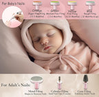 Rechargeable 22 in 1 Baby Nail Trimmer, Usage Labeled Case, 13 Extra Replacement Tools, Royal Angels Electric Nail File with LCD display, Newborn Toddler Nail Care Clipper Kit (Rechargeable,WhitePink)