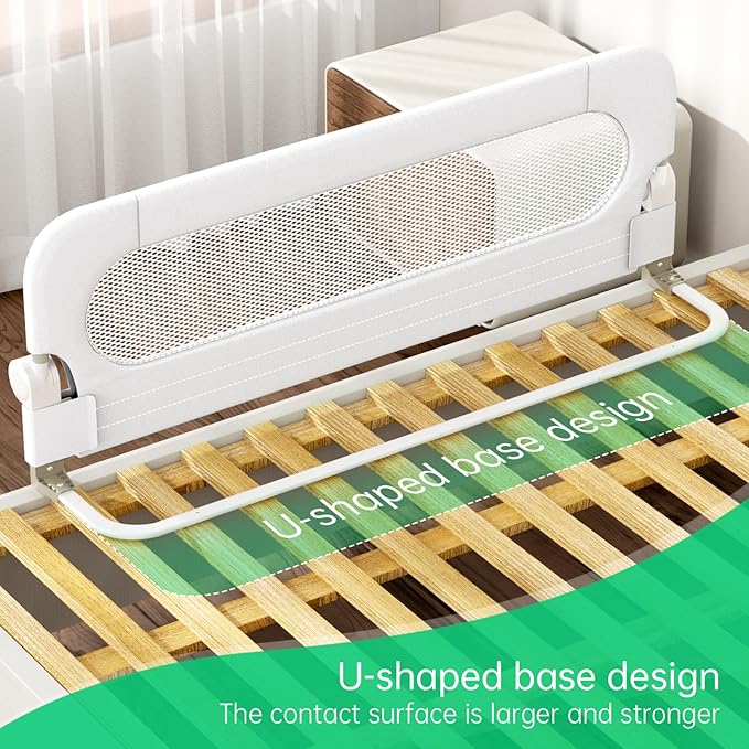 Folding Toddler Bed Rails for Crib,Toddler Bed Guard Rail with Reinforced Anchor Safety System,Bed Rail for Kids Fit,Bunk,Full Size,Queen,King,Twin(White,33"x23.6")