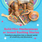 Wooden Tool Set for Sensory Bin (10 Piece), Child-Sized Montessori Sensory Toys for Developing Fine Motor Skills, Smooth Wooden Toys, Bin Scoops and Tools