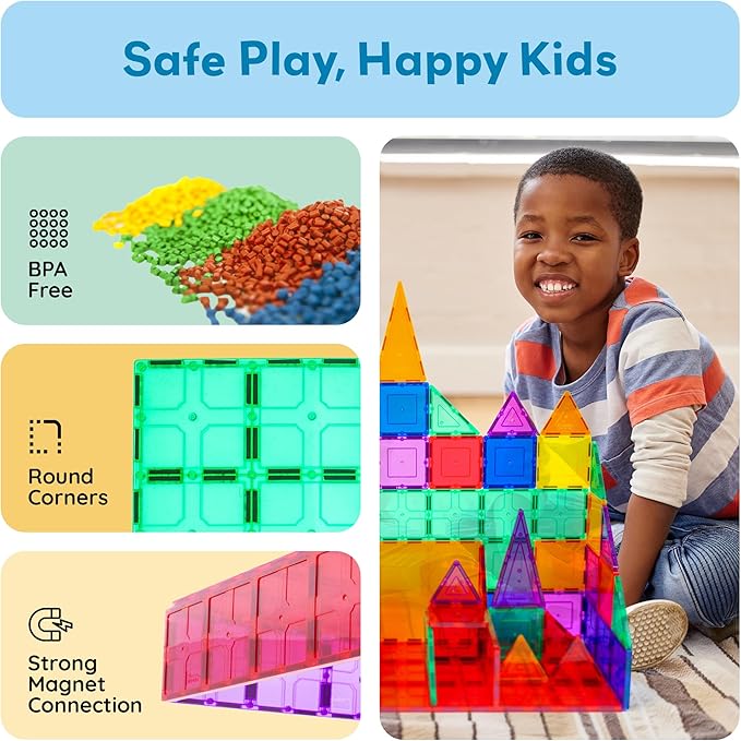 PicassoTiles 12pc Supersized Magnetic Building Tile Base Plate Jumbo XL Foundation Stabilizer Boards STEM Engineering Construction Kit for Kids Educational Learning Toy Magnet Blocks Stacking Set PT12