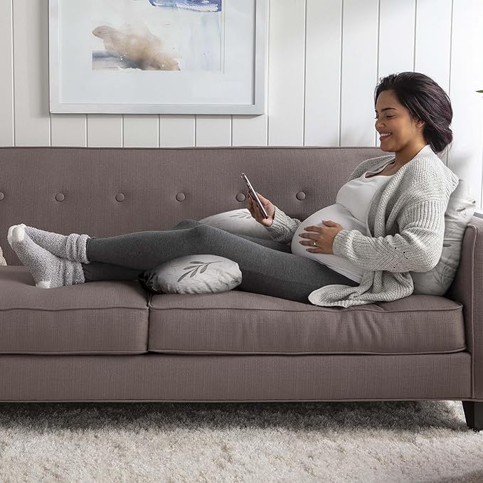 Boppy Total Body Pregnancy Pillow, Gray Wispy Leaves, Body Pillow for Prenatal and Postpartum Support, Removable Cover Included