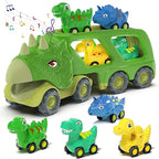 Veslier Dinosaur Car Toy for 3 4 5 Years Old Boys, Friction Power Carrier Truck with 4 Pack Small Pull Back Dino Car, Christmas Birthday Gift for 3+ Boy Girl Kids Toddlers