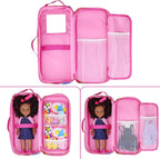 K.T.Fancy 14.5 Inch Doll Carrier Wishers Doll Travel Case Crossbody Carrier Bag Suitcase for 14.5 Inch Girl Doll Accessories with Multi-Pocket Storage Closet