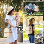 Breastmilk Cooler Bag with Ice Pack Fits 6 Baby Bottles up to 9 Ounce, Breast Milk Pump Cooler Bag with Shoulder Strap for Nursing Mom Daycare, Work, Travel- Cream