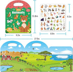 Reusable Sticker Books for Toddlers 1-3, Stickers for Toddlers 2-4 Years, Animal Stickers for Kids, Airplane Travel Essentials for Kids