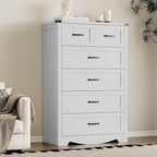 Tall 6-Drawer Dresser for Bedroom, Modern Wooden Chest of Drawers with Metal Handles, Anti-Tipping Design, Sturdy and Stable Storage Organizer for Living Room, Entryway, Home Office