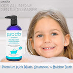 PURA D'OR 16 Oz Kids Wash - All-in-One Gentle Cleanser - USDA Biobased, Sulfate-Free, Tear-Less, Hypoallergenic, Premium, Shampoo & Bubble Bath