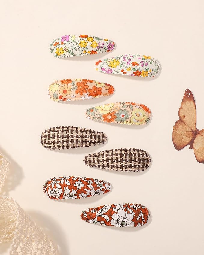 40 Pcs 2.2 In Baby Hair Clips for Girls Handmade Floral Print Snap Toddler Hair Accessories for Girls Baby Toddlers Kids Teens