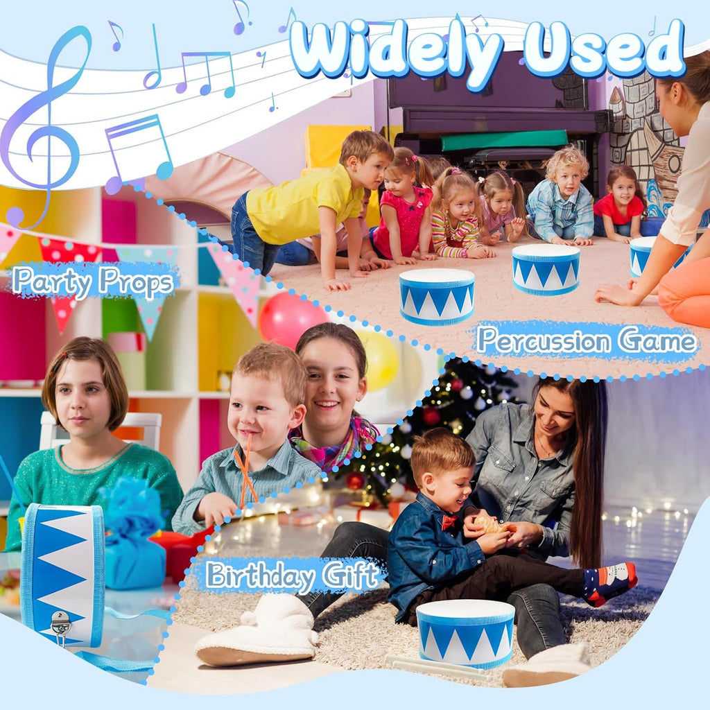 Kids Drum Set,8 Inch Wooden Drum Toys,Educational Baby Musical Toy with an Adjustable Strap and 2 Drumsticks,Sensory Musical Instrument Toys for Toddler,Kids,Boys & Girls