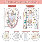 Baby Lounger - Baby Lounger for Newborn 0-24 Months, Breathable, Soft Cotton Baby Nest, Portable Infant Lounger for Home & Travel, Newborn Essentials Gift (Pink Deer)