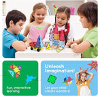 PicassoTiles Magnetic Toys Panda & Monkey Parents Set Magnet Tile Block Compatible Add-Ons Expansion Pack with Panda, Cub, Monkey and Baby Monkeys Learning Educational Toddler Sensory Play Toy Ages 3+