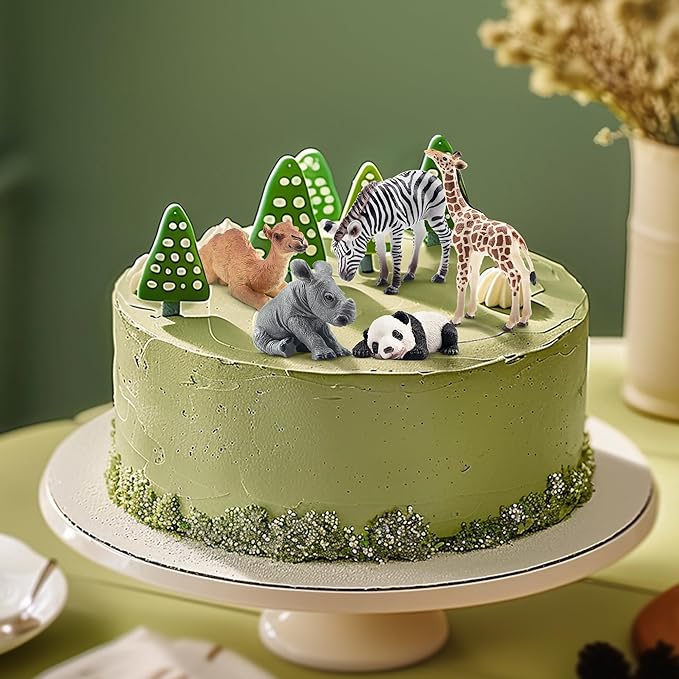 Toymany 12PCS Forest Animals Baby Figurines, Realistic Woodland Animals Figures Toys Includes Elephant, Mountain Lion, Giraffe and Deer Cubs, Cake Toppers Christmas Birthday Gift for Kids Toddlers