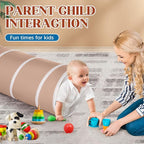 Kids Play Tunnel Tent for Toddlers, Pop Up Crawl Tunnel Toy for Baby or Pet with Neutral Color, Collapsible Gift for Boy and Girl Play Tunnel Indoor and Outdoor Game (Brown Tunnel)