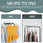 50 Premium Kids Velvet Hangers - 14" Non-Slip Clothes Hangers for Kids & Preteens - Ultra Slim, Space-Saving, Strong & Durable Hangers with 360° Swivel Hook - Black