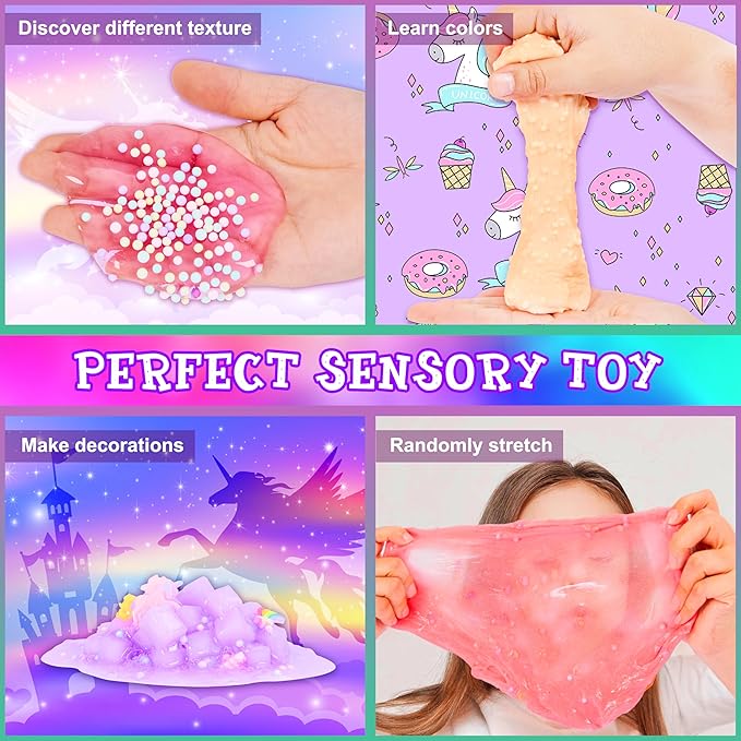 Unicorn Slime Making Kit for Girls - DIY Fluffy Slime Creation Kit with Super Birthday Party Favors