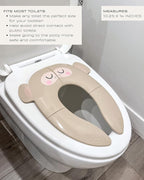 Hippypotamus Travel Potty Seat for Toddler - Folding Potty Training Seat - Portable Toilet Seat Cover for Baby & Kids (BEIGE Monkey)